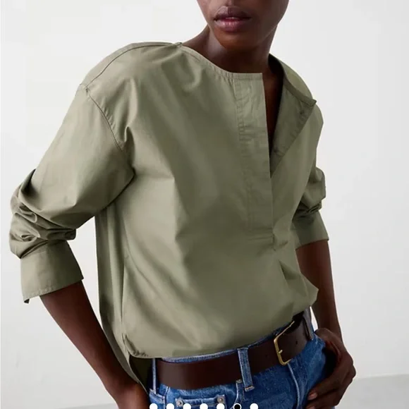 NWT Banana Republic Factory Women's Poplin Popover Shirt, XL - Picture 4 of 6